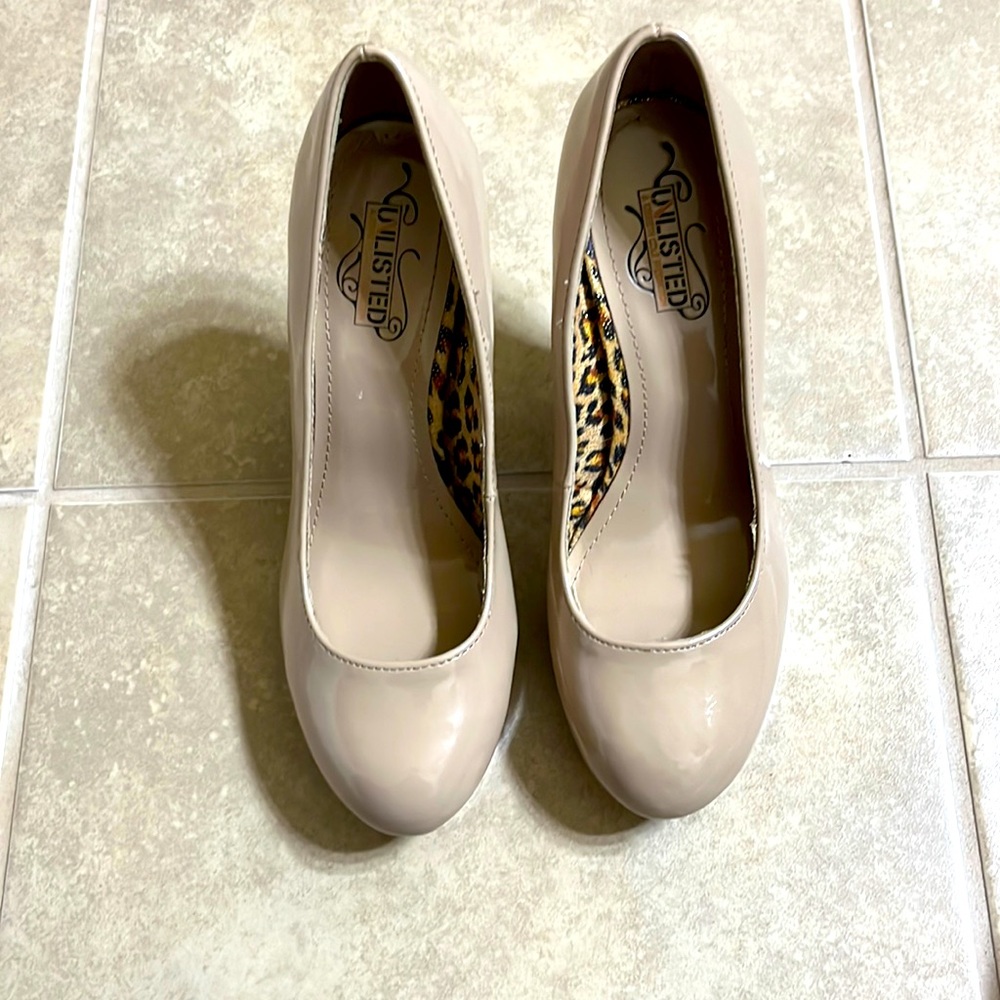 Size 7.5 Nude Colored 3-inch heels.